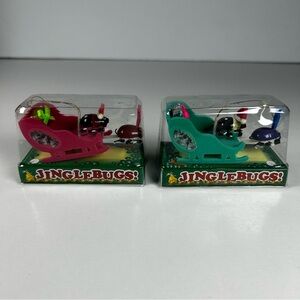 Jingle Bugs Vintage Hand Carved Bugs Sleigh Wiggle Legs Christmas Holidays 2 Lot
